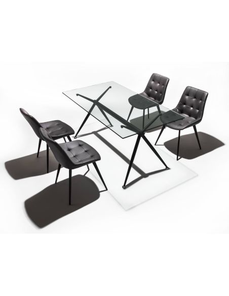 Tavolo scrivania in vetro trasparente e metallo nero Glam Noir