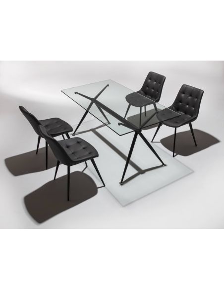 Tavolo scrivania in vetro trasparente e metallo nero Glam Noir