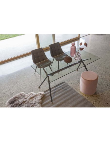 Tavolo scrivania in vetro trasparente e metallo nero Glam Noir