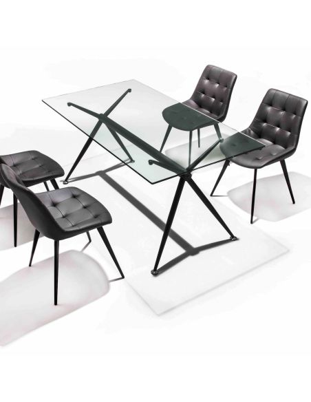 Tavolo scrivania in vetro trasparente e metallo nero Glam Noir