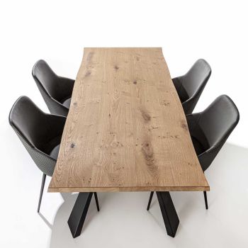 Tavolo da pranzo in legno e acciaio Viborg 2