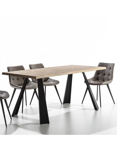 Tavolo da pranzo in legno e acciaio Viborg