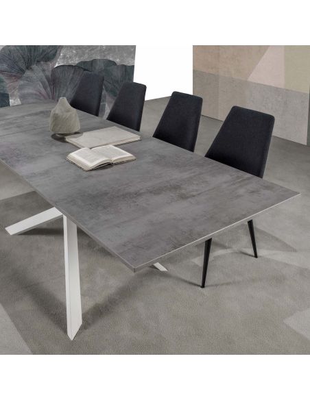 Tavolo da pranzo allungabile in acciaio e nobilitato Royal Maxi