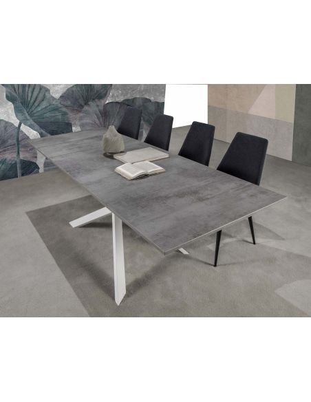 Tavolo da pranzo allungabile in acciaio e nobilitato Royal Maxi