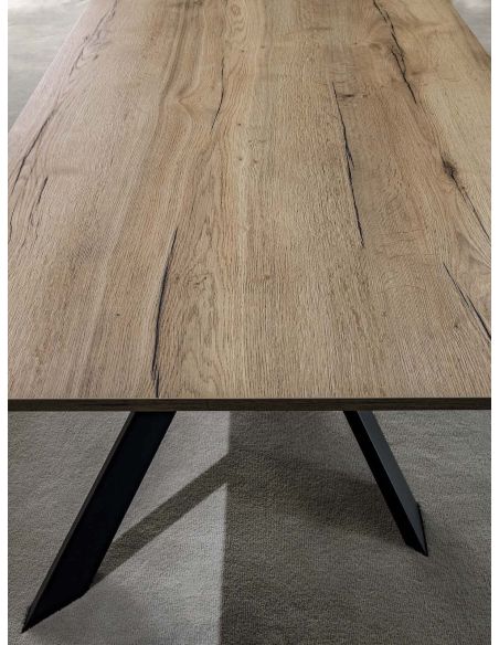 Tavolo da pranzo allungabile in acciaio e nobilitato Royal Maxi