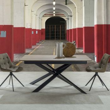 Tavolo da pranzo allungabile in acciaio e nobilitato Royal Maxi