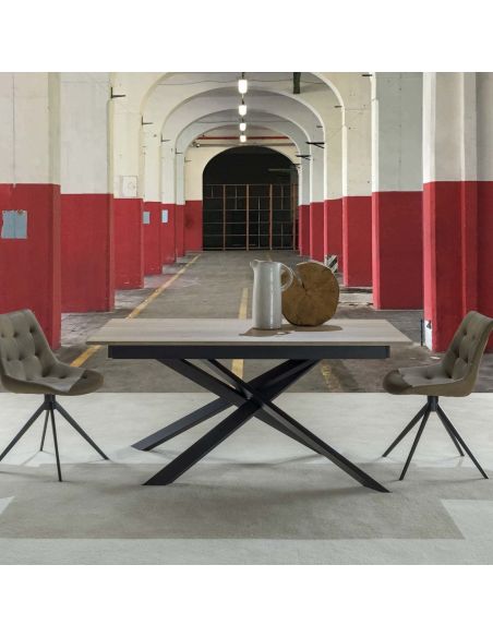 Tavolo da pranzo allungabile in acciaio e nobilitato Royal Maxi