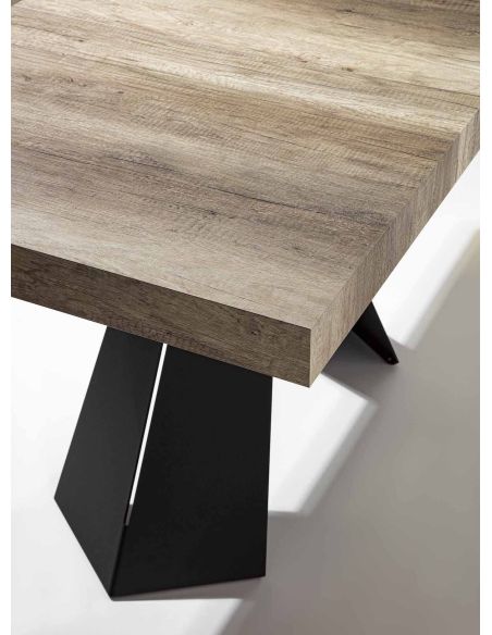 Tavolo da cucina allungabile in acciaio e nobilitato Damon Small