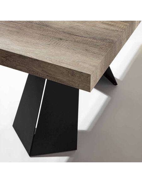 Tavolo da cucina allungabile in acciaio e nobilitato Damon Small
