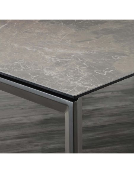 Tavolo allungabile Duarte piano vetro ceramica 140 x 90 cm