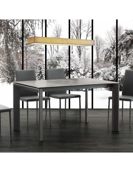 Tavolo allungabile Duarte piano vetro ceramica 140 x 90 cm