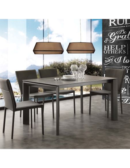 Tavolo da cucina allungabile in acciaio e vetro ceramica Duarte 120 Tavolo da cucina allungabile in acciaio e vetro ceramica Duarte 120