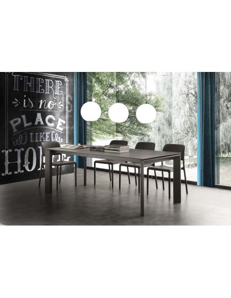 Tavolo da cucina allungabile in acciaio e vetro ceramica Duarte 120 Tavolo da cucina allungabile in acciaio e vetro ceramica Duarte 120