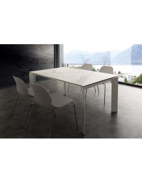 Tavolo da cucina allungabile in acciaio e vetro ceramica Duarte 120 Tavolo da cucina allungabile in acciaio e vetro ceramica Duarte 120