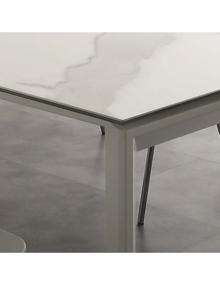 Tavolo da cucina allungabile in acciaio e vetro ceramica Duarte 120 Tavolo da cucina allungabile in acciaio e vetro ceramica Duarte 120