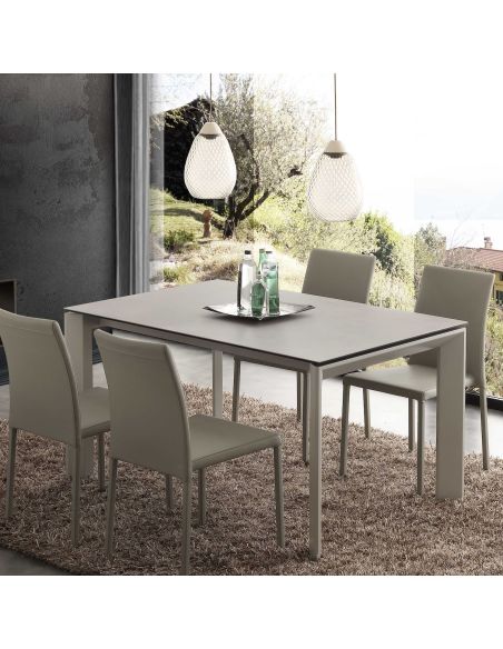 Tavolo da cucina allungabile in acciaio e vetro ceramica Duarte 120 Tavolo da cucina allungabile in acciaio e vetro ceramica Duarte 120