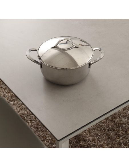 Tavolo da cucina allungabile in acciaio e vetro ceramica Duarte 120 Tavolo da cucina allungabile in acciaio e vetro ceramica Duarte 120