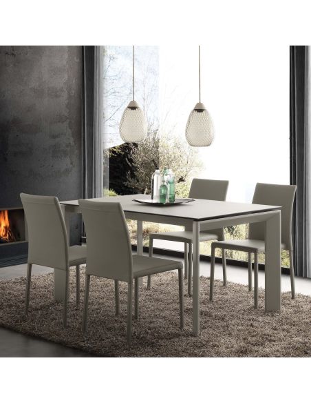 Tavolo da cucina allungabile in acciaio e vetro ceramica Duarte 120 Tavolo da cucina allungabile in acciaio e vetro ceramica Duarte 120