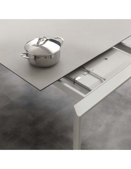 Tavolo da cucina allungabile in acciaio e vetro ceramica Duarte 120 Tavolo da cucina allungabile in acciaio e vetro ceramica Duarte 120