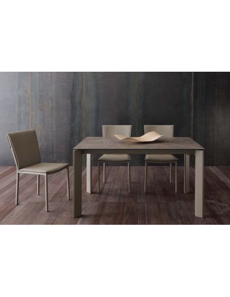 Tavolo da cucina allungabile in acciaio e vetro ceramica Duarte 120 Tavolo da cucina allungabile in acciaio e vetro ceramica Duarte 120