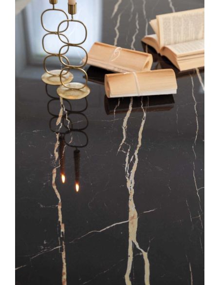 Tavolo rotondo allungabile in acciaio e ceramica Venus