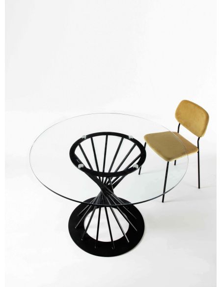 Tavolo rotondo in acciaio e vetro Runder Vetro