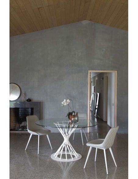 Tavolo rotondo in acciaio e vetro Runder Vetro