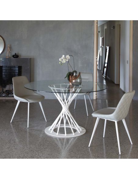 Tavolo rotondo in acciaio e vetro Runder Vetro