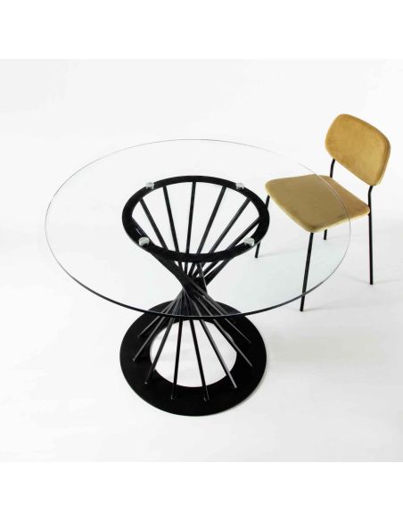 Tavolo rotondo in acciaio e vetro Runder Vetro