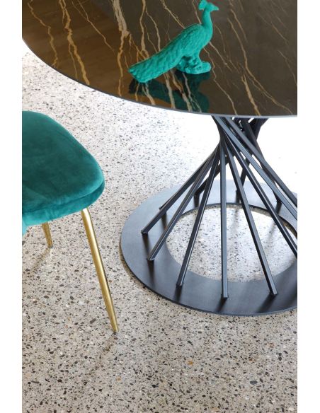 Tavolo rotondo in acciaio e ceramica Runder Florim