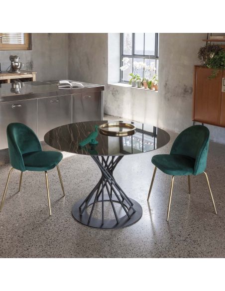 Tavolo rotondo in acciaio e ceramica Runder Florim