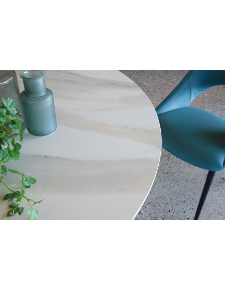 Tavolo rotondo in acciaio e ceramica Runder Florim