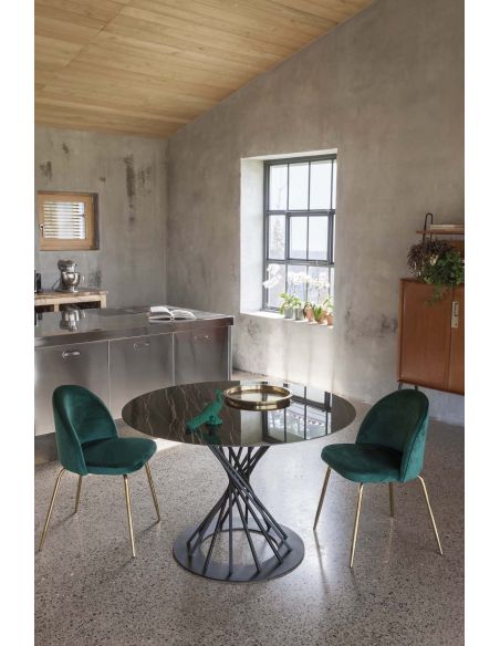 Tavolo rotondo in acciaio e ceramica Runder Florim