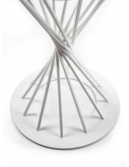 Tavolo rotondo in acciaio e ceramica Runder Florim