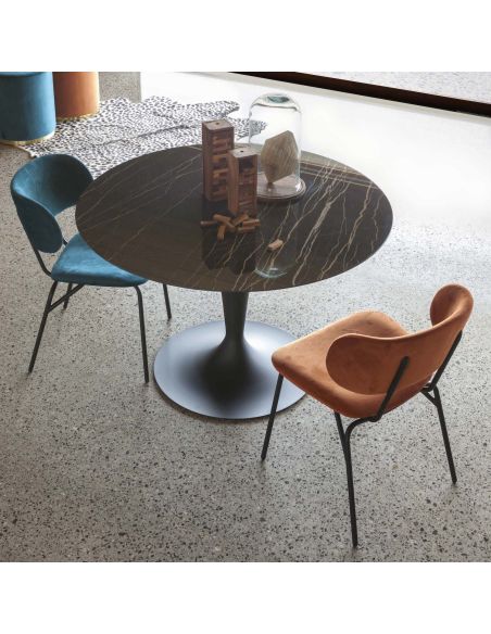 Tavolo rotondo in acciaio e ceramica Sulevi Ceramico