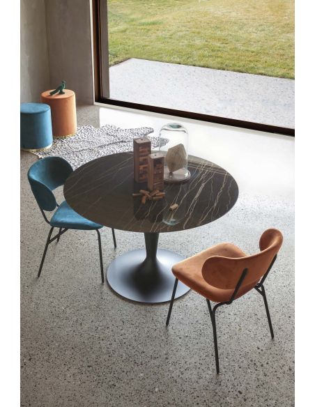 Tavolo rotondo in acciaio e ceramica Sulevi Ceramico