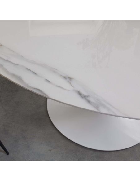 Tavolo rotondo in acciaio e ceramica Sulevi Ceramico