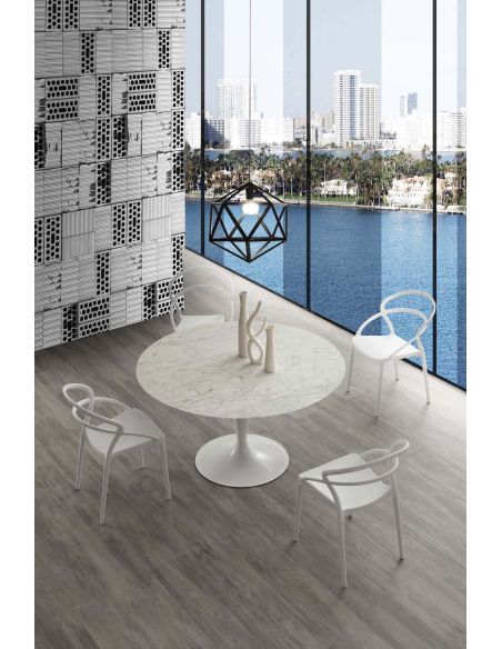 Tavolo rotondo in acciaio e marmo Sulevi Marble