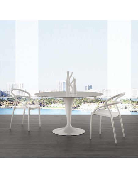 Tavolo rotondo in acciaio e marmo Sulevi Marble