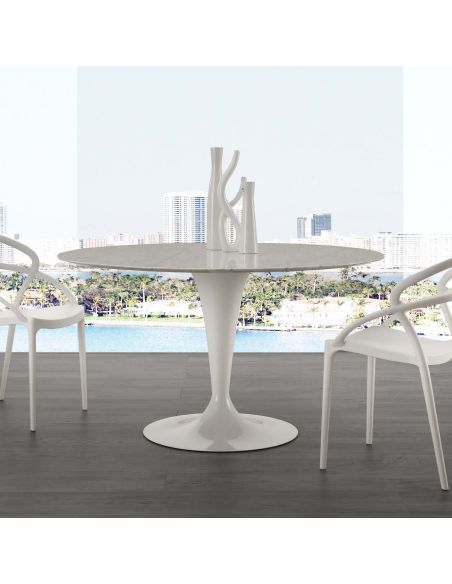 Tavolo rotondo in acciaio e marmo Sulevi Marble