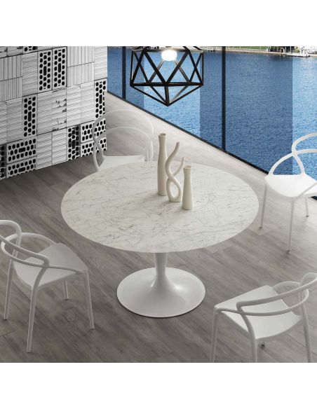 Tavolo rotondo in acciaio e marmo Sulevi Marble