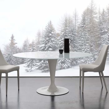 Tavolo rotondo in acciaio e vetro extrawhite Bennet 2