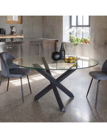 Tavolo rotondo in legno e vetro Ammer Tavolo rotondo in legno e vetro Ammer