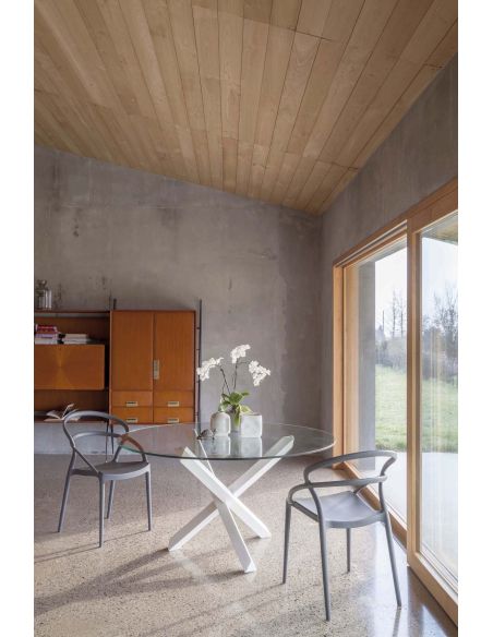 Tavolo rotondo in legno e vetro Ammer Tavolo rotondo in legno e vetro Ammer