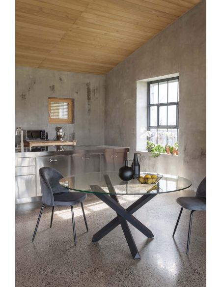 Tavolo rotondo in legno e vetro Ammer Tavolo rotondo in legno e vetro Ammer