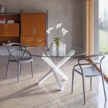 Tavolo rotondo in legno e vetro Ammer 2