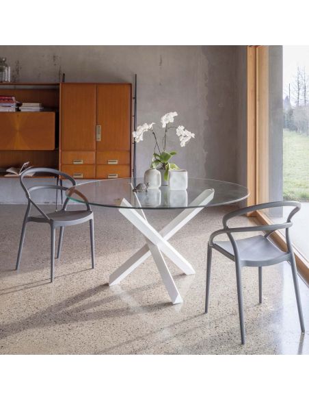 Tavolo rotondo in legno e vetro Ammer Tavolo rotondo in legno e vetro Ammer