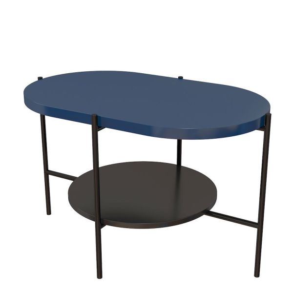Tavolino da caffè Nader base blu navy e nera con gambe nere