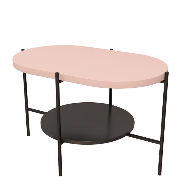 Tavolino da caffè Nader base rosa e gambe nere