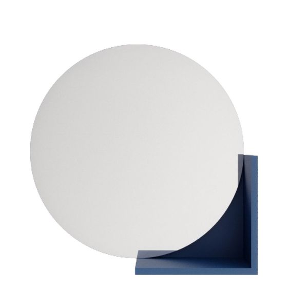 Specchio rotondo con mensola blu scuro 60 cm diametro Fadon